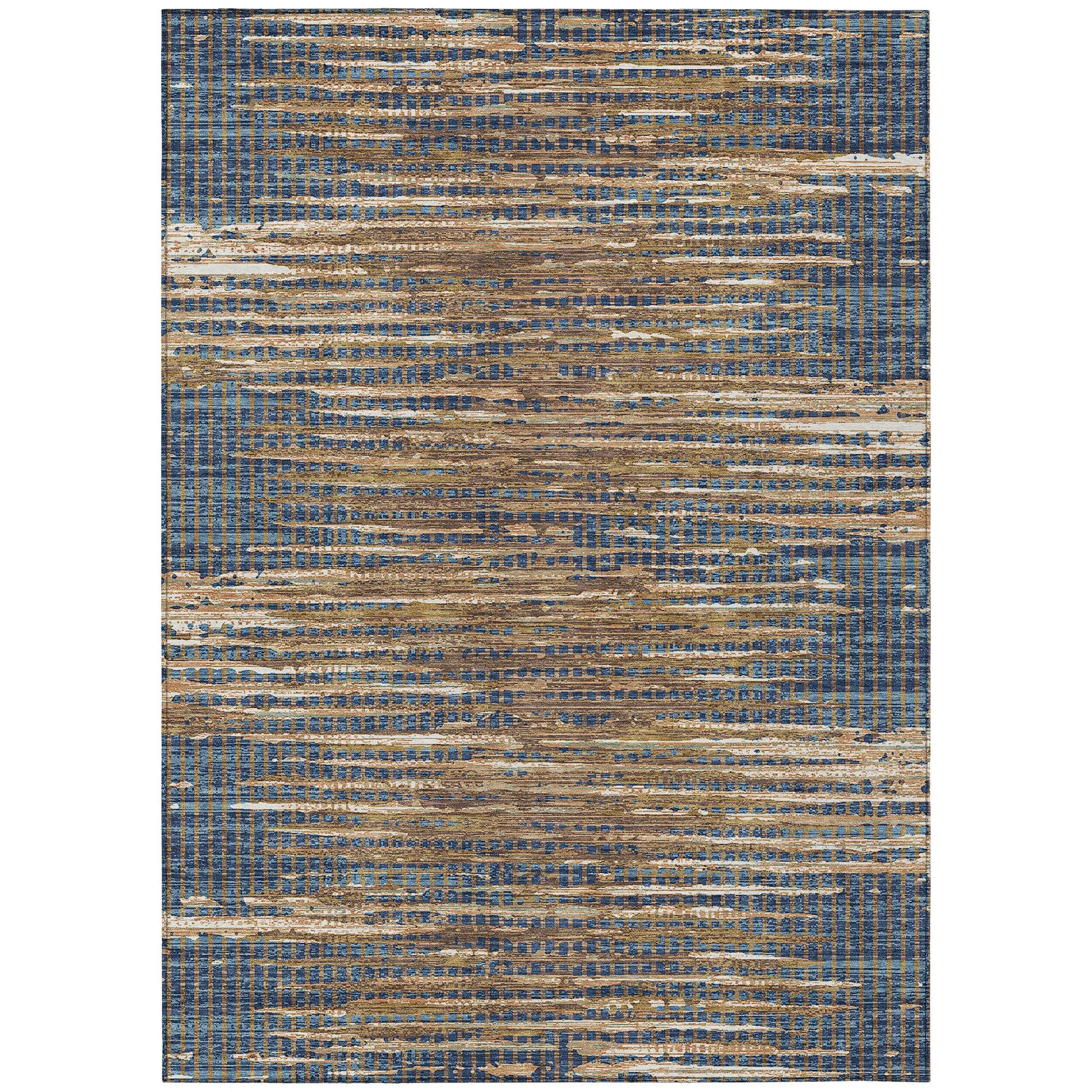 3' X 5' Navy Blue And Blue Abstract Washable Indoor Outdoor Area Rug Homeroots Outdoor