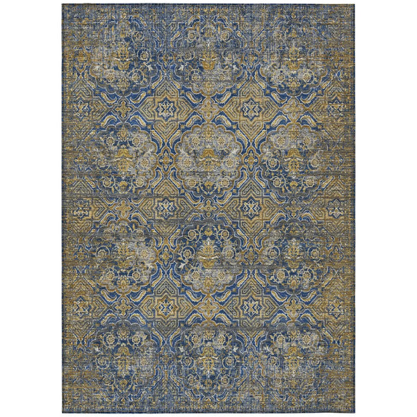 3' X 5' Navy Blue And Blue Floral Washable Indoor Outdoor Area Rug Homeroots Outdoor