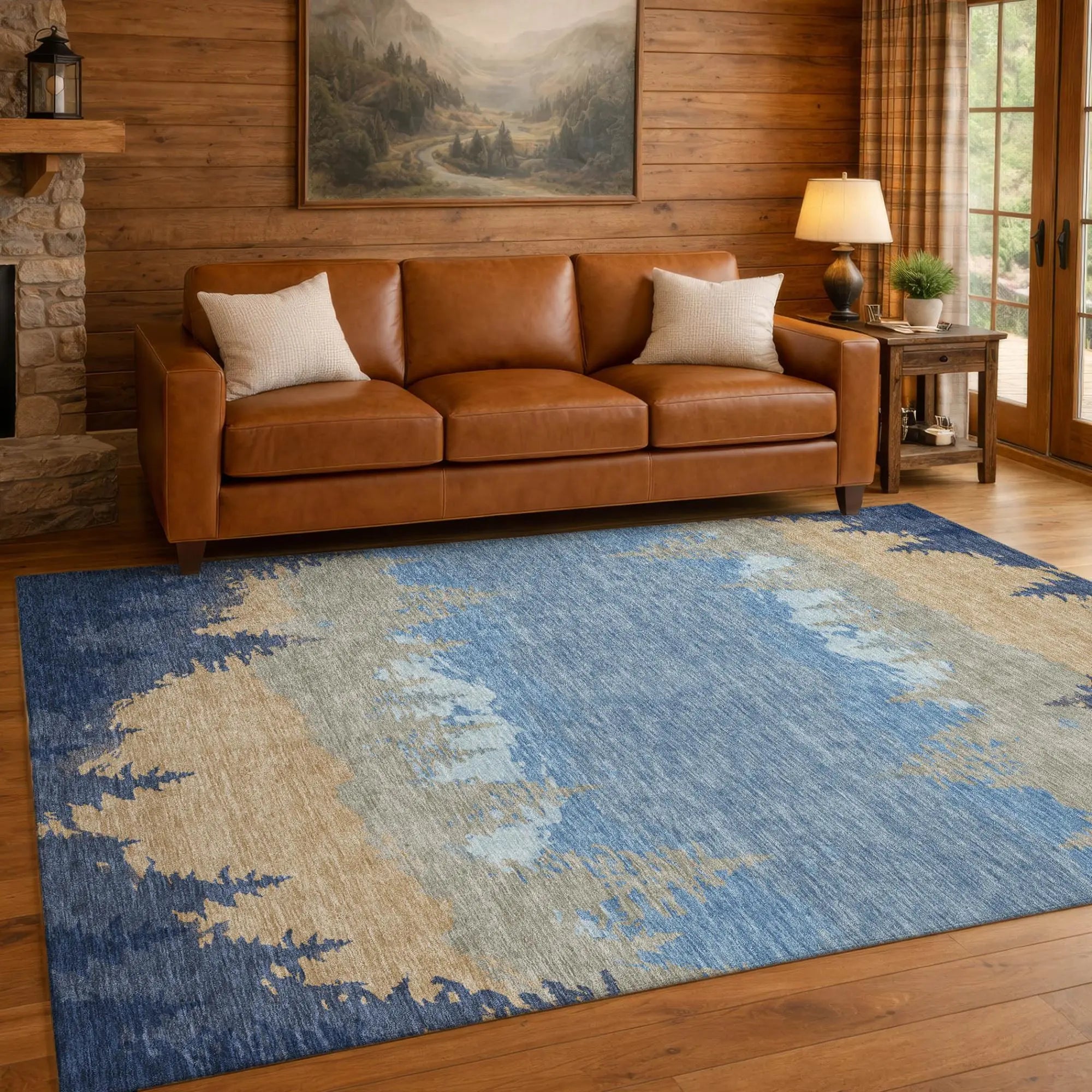 3' X 5' Navy Blue And Blue Floral Washable Indoor Outdoor Area Rug Homeroots Outdoor
