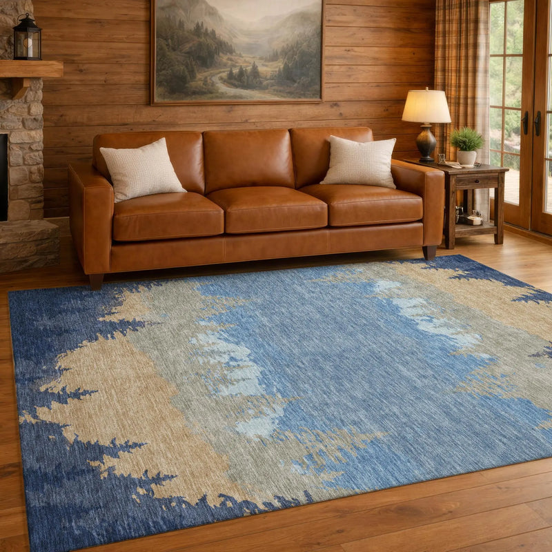 3' X 5' Navy Blue And Blue Floral Washable Indoor Outdoor Area Rug Homeroots Outdoor