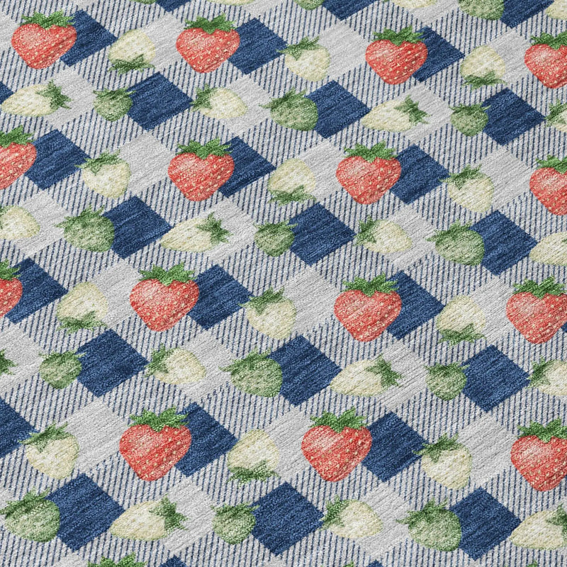 3' X 5' Navy Blue And Blue Floral Washable Indoor Outdoor Area Rug Homeroots Outdoor