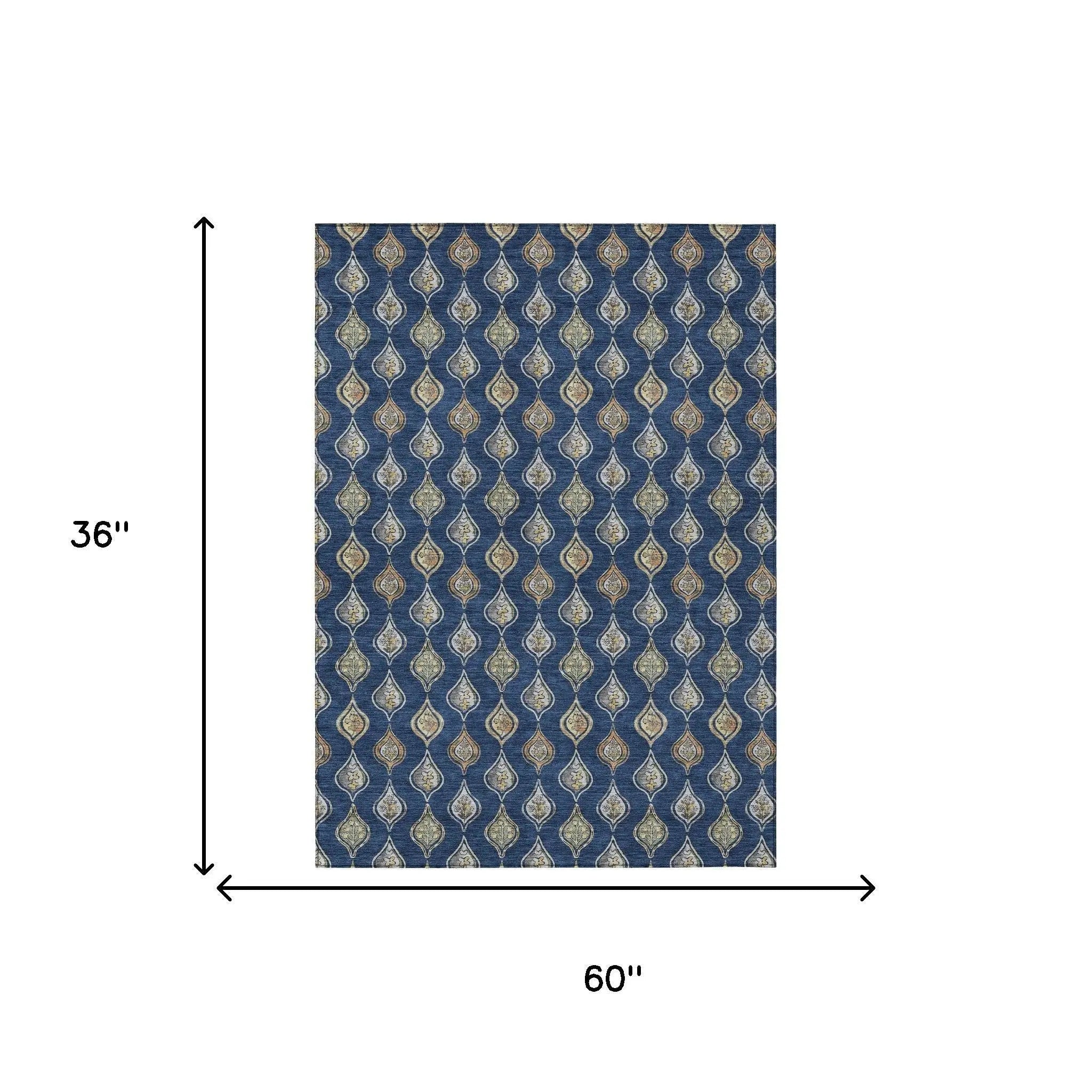3' X 5' Navy Blue And Blue Floral Washable Indoor Outdoor Area Rug Homeroots Outdoor