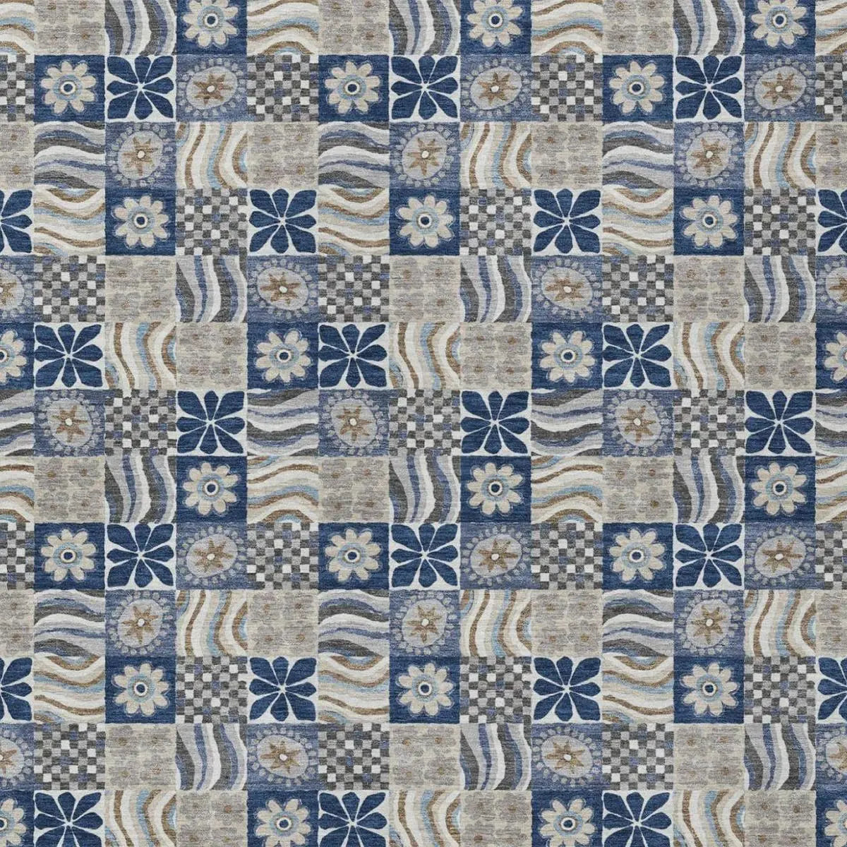 3' X 5' Navy Blue And Blue Floral Washable Indoor Outdoor Area Rug Homeroots Outdoor