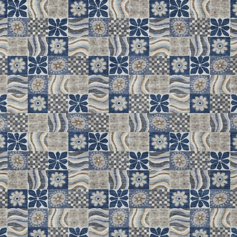 3' X 5' Navy Blue And Blue Floral Washable Indoor Outdoor Area Rug Homeroots Outdoor