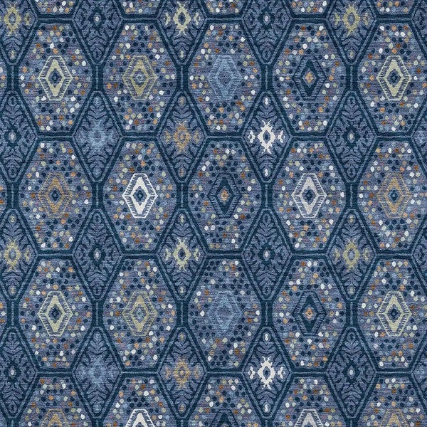 3' X 5' Navy Blue And Blue Geometric Washable Indoor Outdoor Area Rug Homeroots Outdoor