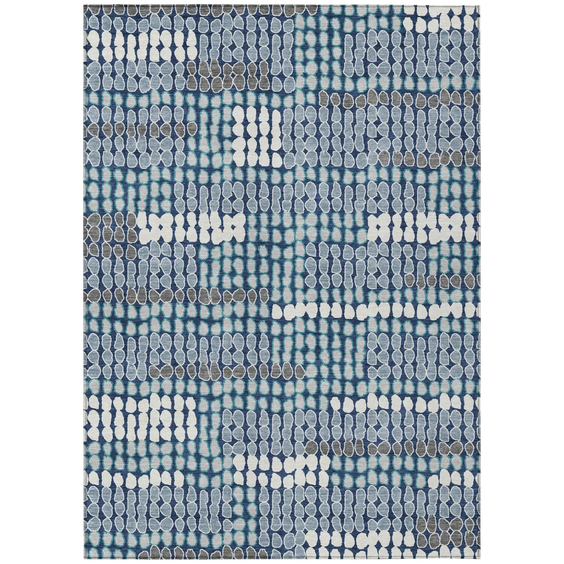 3' X 5' Navy Blue And Blue Geometric Washable Indoor Outdoor Area Rug Homeroots Outdoor