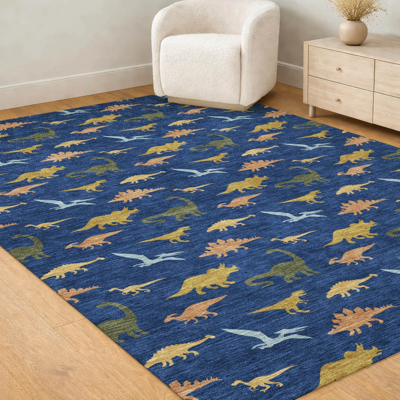 3' X 5' Navy Blue And Blue Geometric Washable Indoor Outdoor Area Rug Homeroots Outdoor