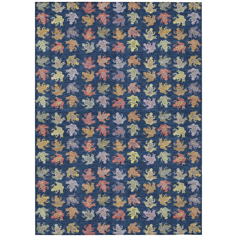 3' X 5' Navy Blue And Blue Geometric Washable Indoor Outdoor Area Rug Homeroots Outdoor