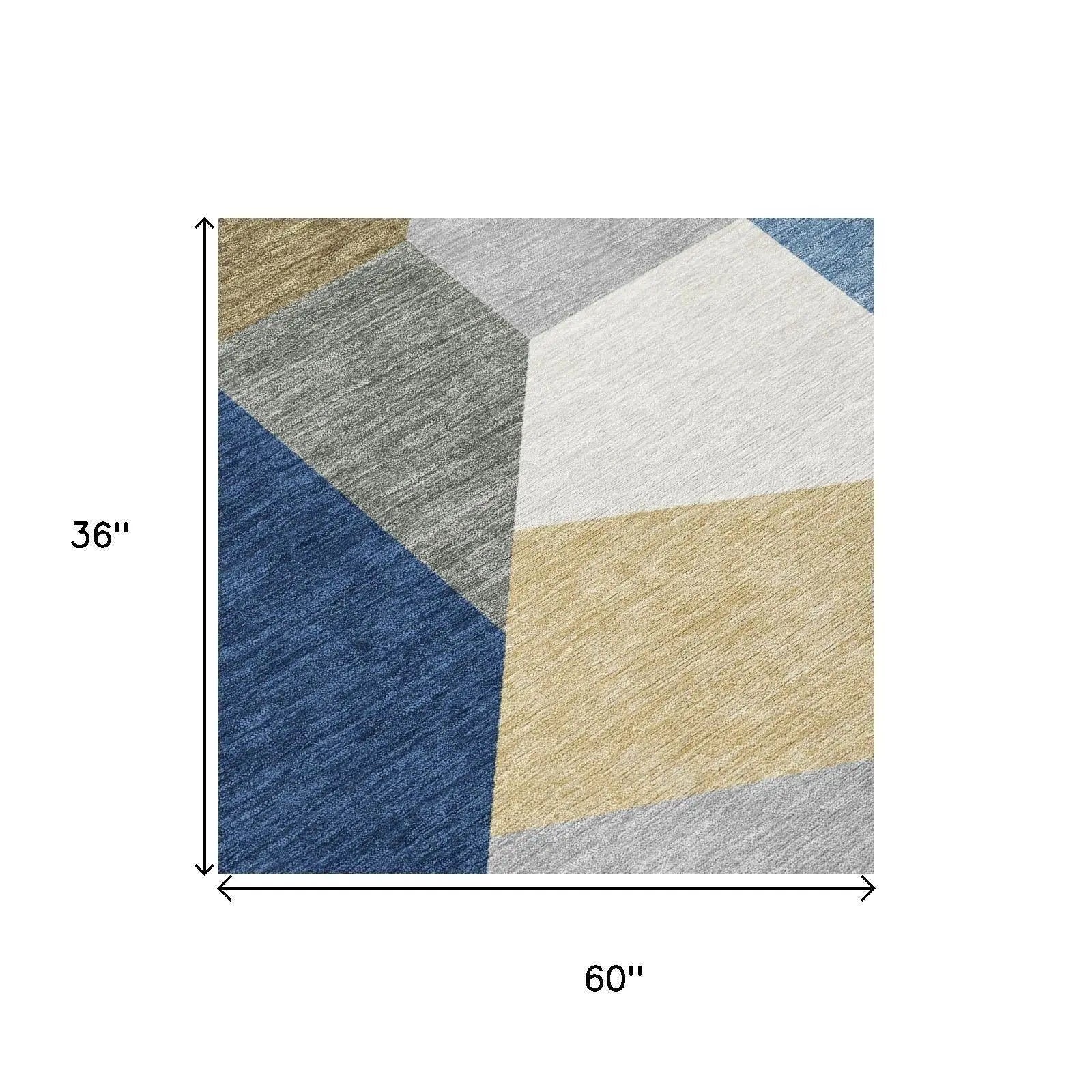 3' X 5' Navy Blue And Blue Geometric Washable Indoor Outdoor Area Rug Homeroots Outdoor
