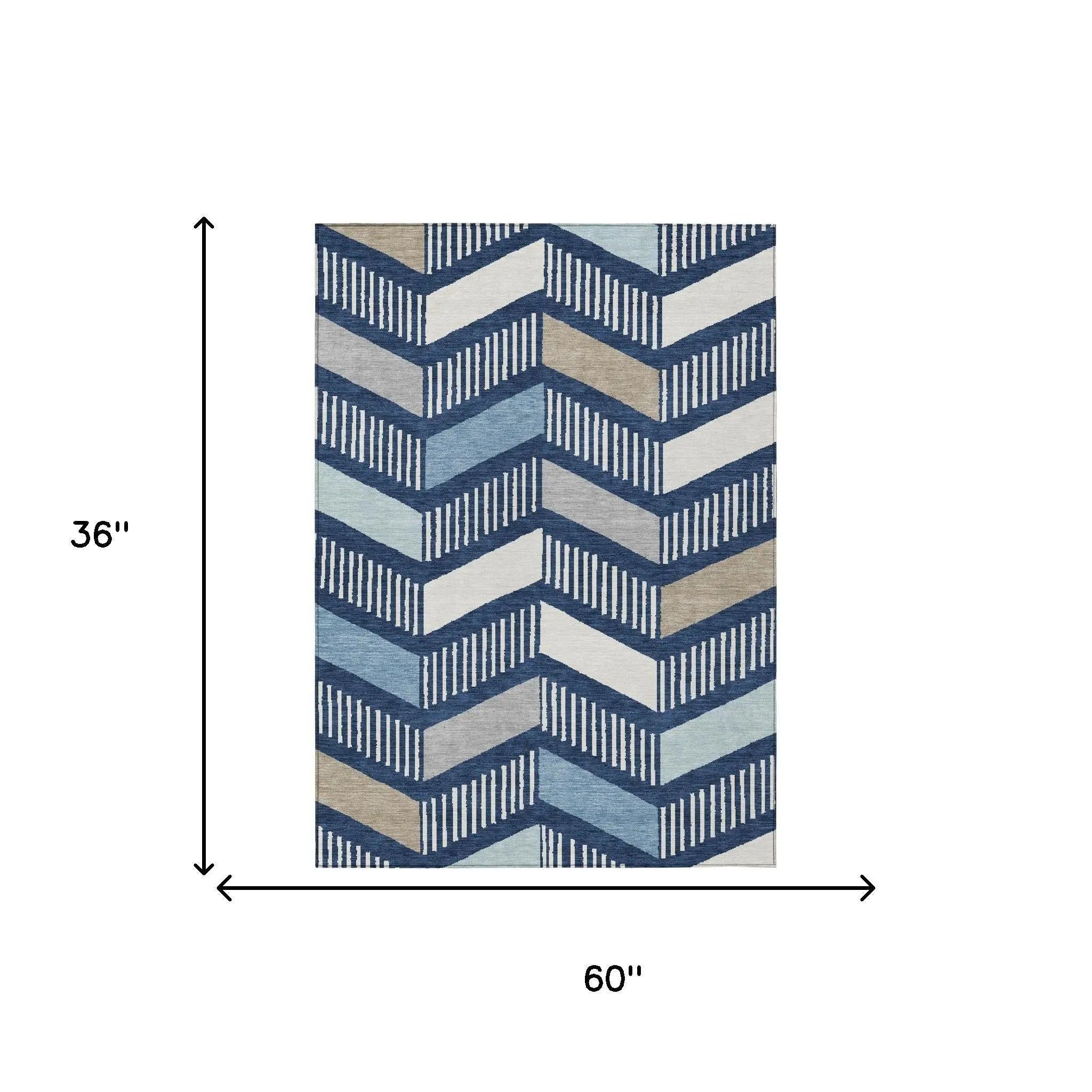 3' X 5' Navy Blue And Blue Geometric Washable Indoor Outdoor Area Rug Homeroots Outdoor