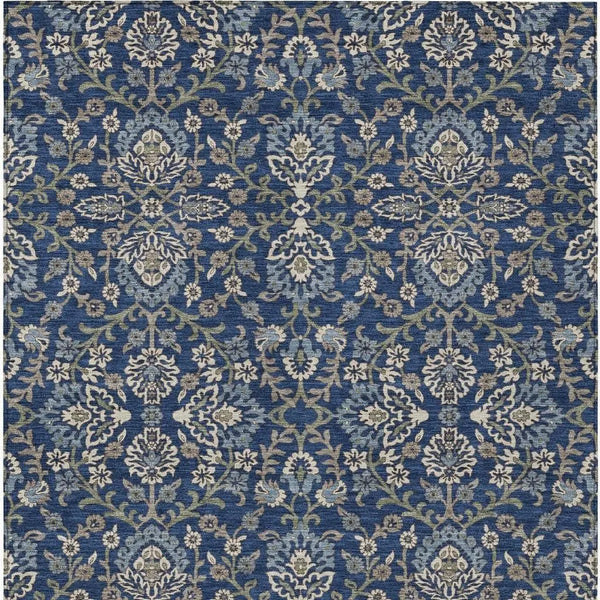 3' X 5' Navy Blue And Blue Geometric Washable Indoor Outdoor Area Rug Homeroots Outdoor