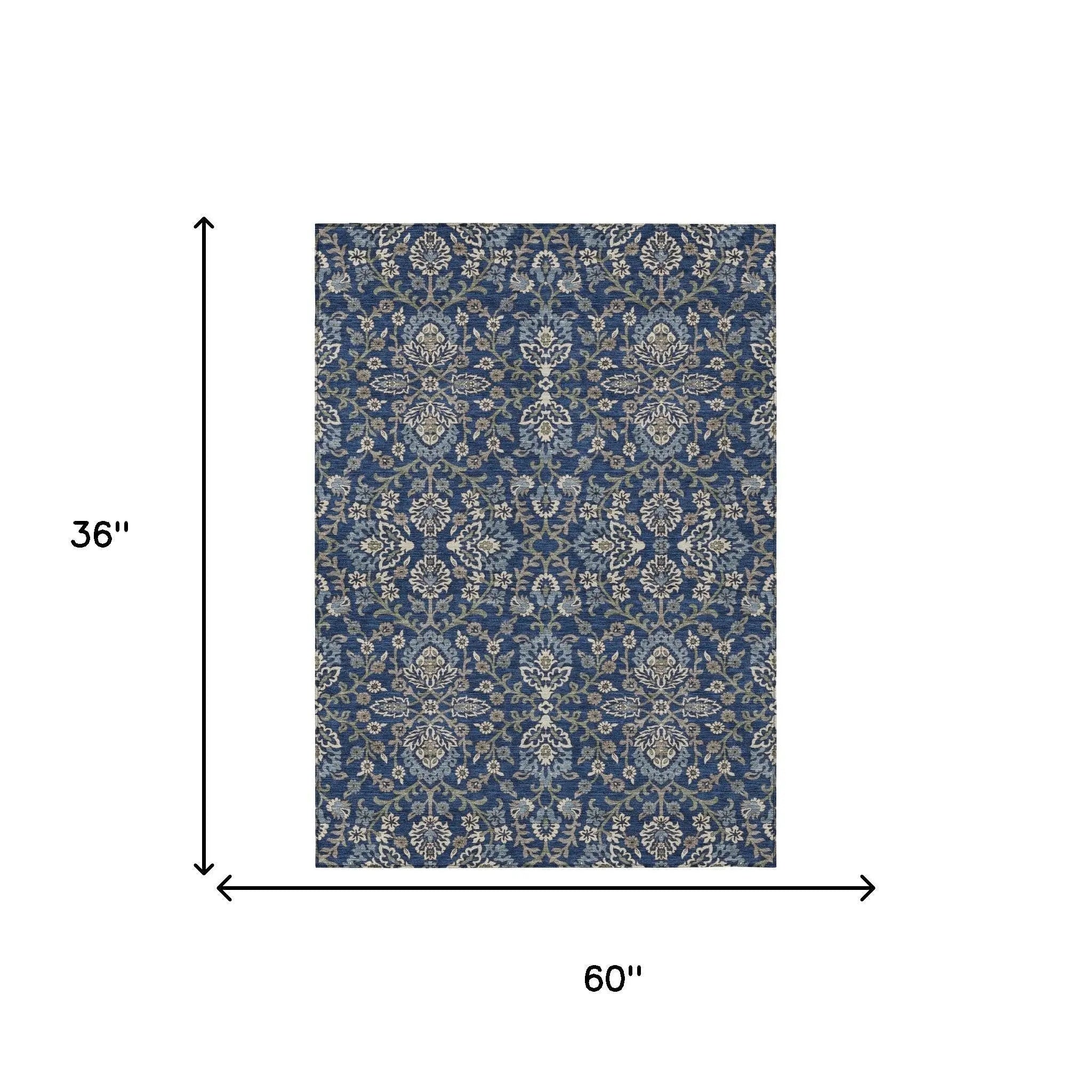 3' X 5' Navy Blue And Blue Geometric Washable Indoor Outdoor Area Rug Homeroots Outdoor
