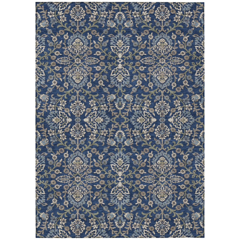 3' X 5' Navy Blue And Blue Geometric Washable Indoor Outdoor Area Rug Homeroots Outdoor