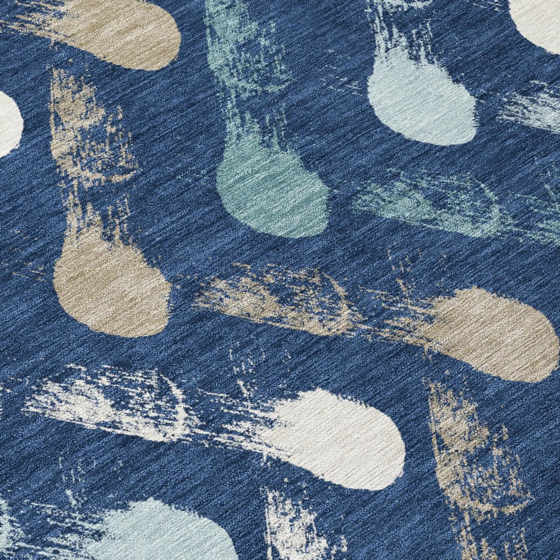 3' X 5' Navy Blue And Blue Geometric Washable Indoor Outdoor Area Rug Homeroots Outdoor