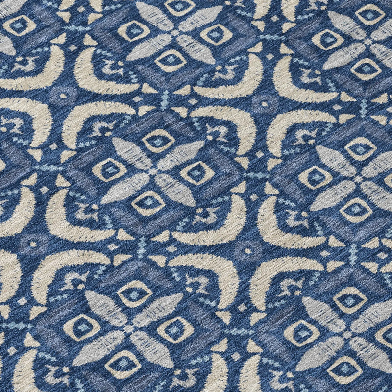 3' X 5' Navy Blue And Blue Geometric Washable Indoor Outdoor Area Rug Homeroots Outdoor
