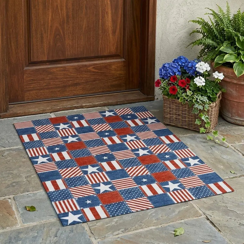 3' X 5' Navy Blue And Blue Geometric Washable Indoor Outdoor Area Rug Homeroots Outdoor