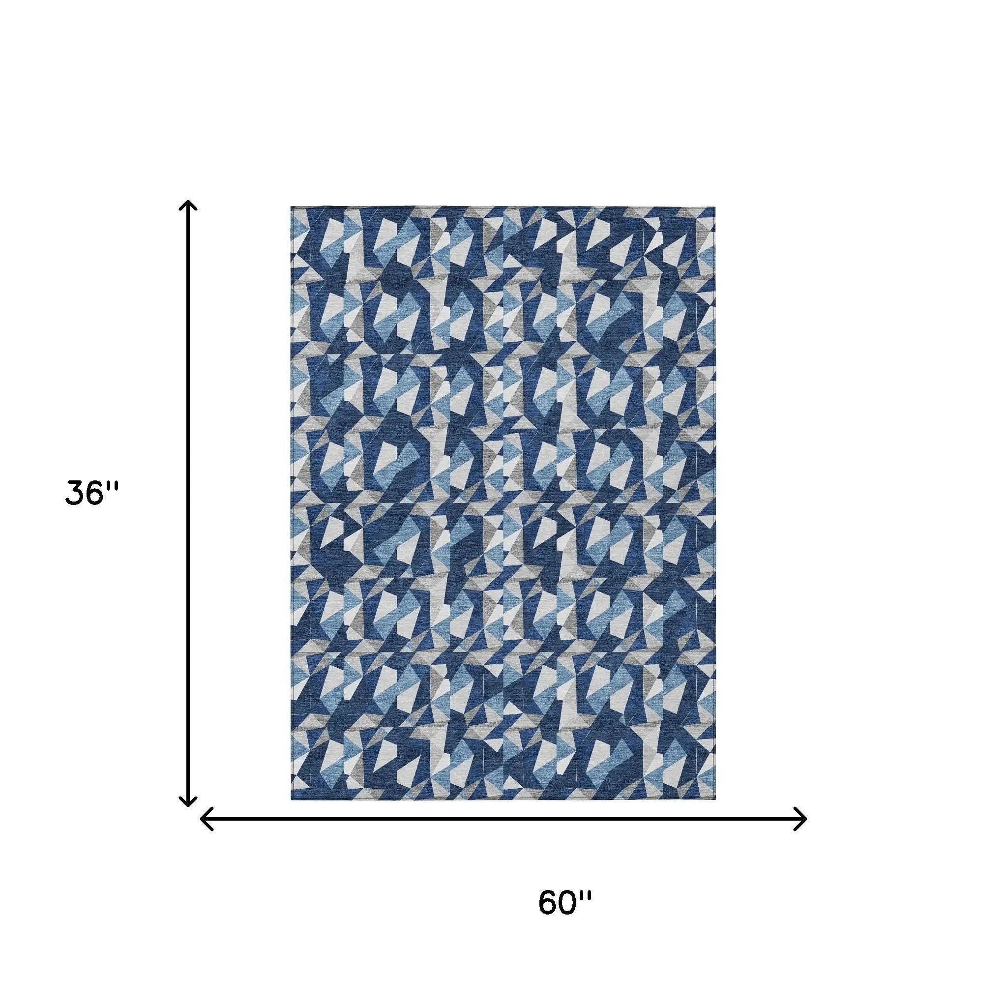 3' X 5' Navy Blue And Blue Geometric Washable Indoor Outdoor Area Rug Homeroots Outdoor