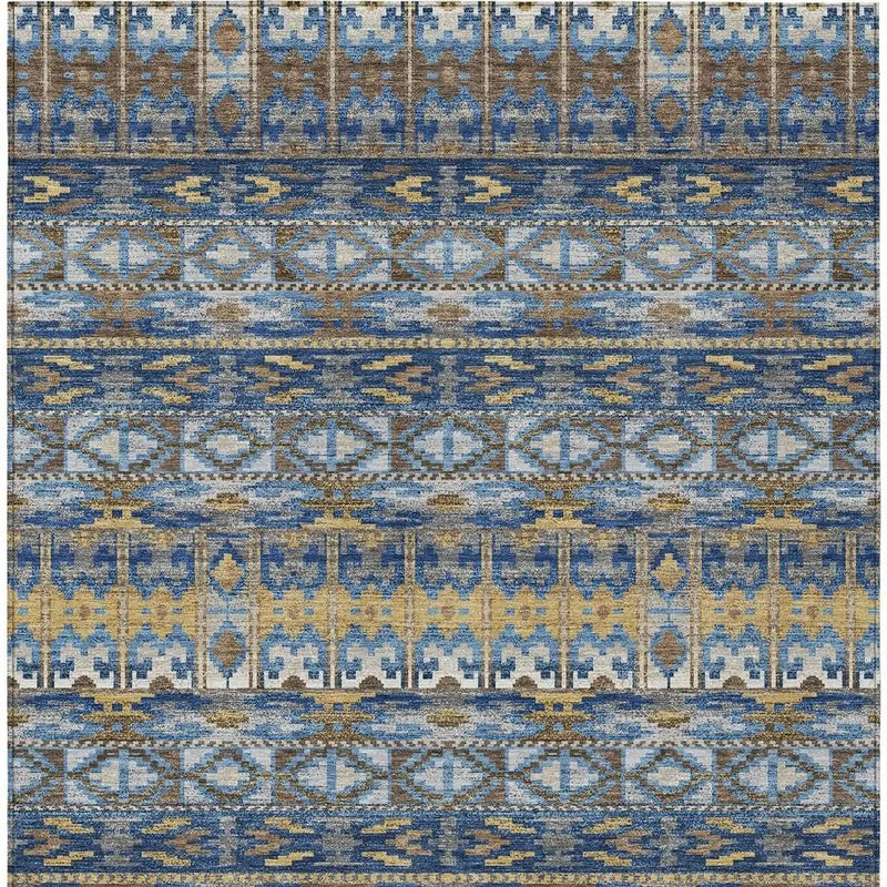 3' X 5' Navy Blue And Blue Geometric Washable Indoor Outdoor Area Rug Homeroots Outdoor