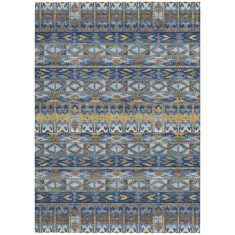 3' X 5' Navy Blue And Blue Geometric Washable Indoor Outdoor Area Rug Homeroots Outdoor