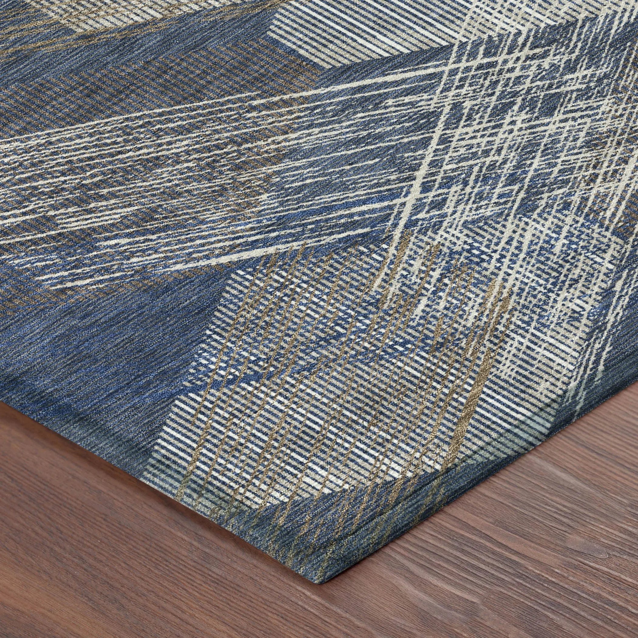 3' X 5' Navy Blue And Blue Geometric Washable Indoor Outdoor Area Rug Homeroots Outdoor