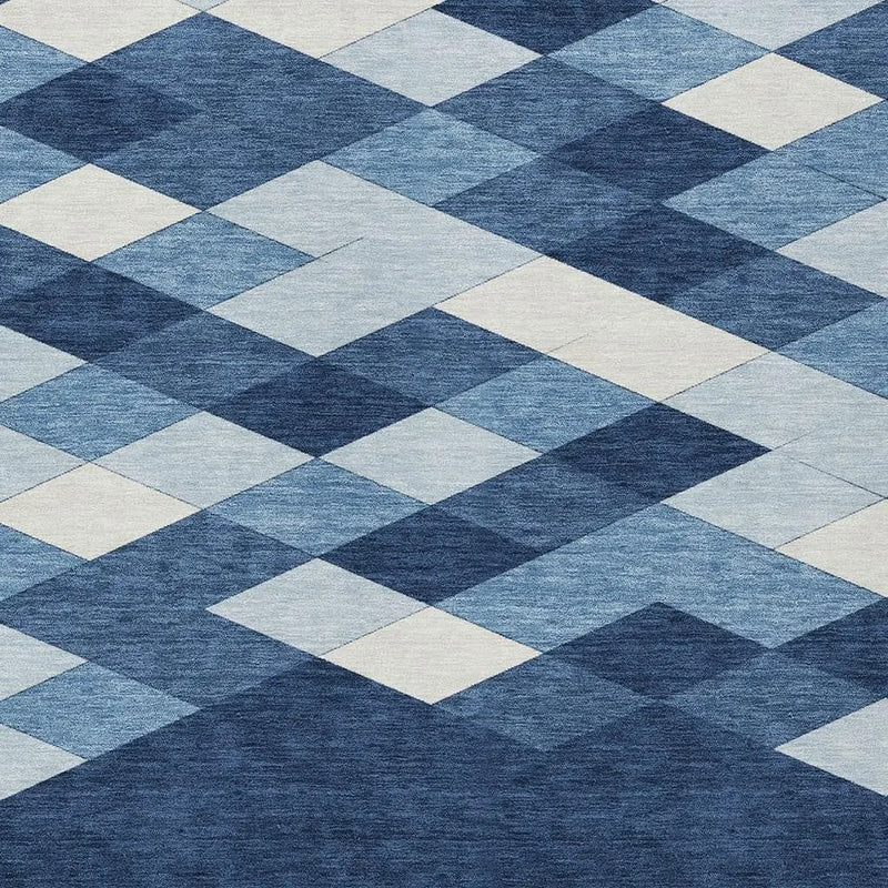 3' X 5' Navy Blue And Blue Geometric Washable Indoor Outdoor Area Rug Homeroots Outdoor