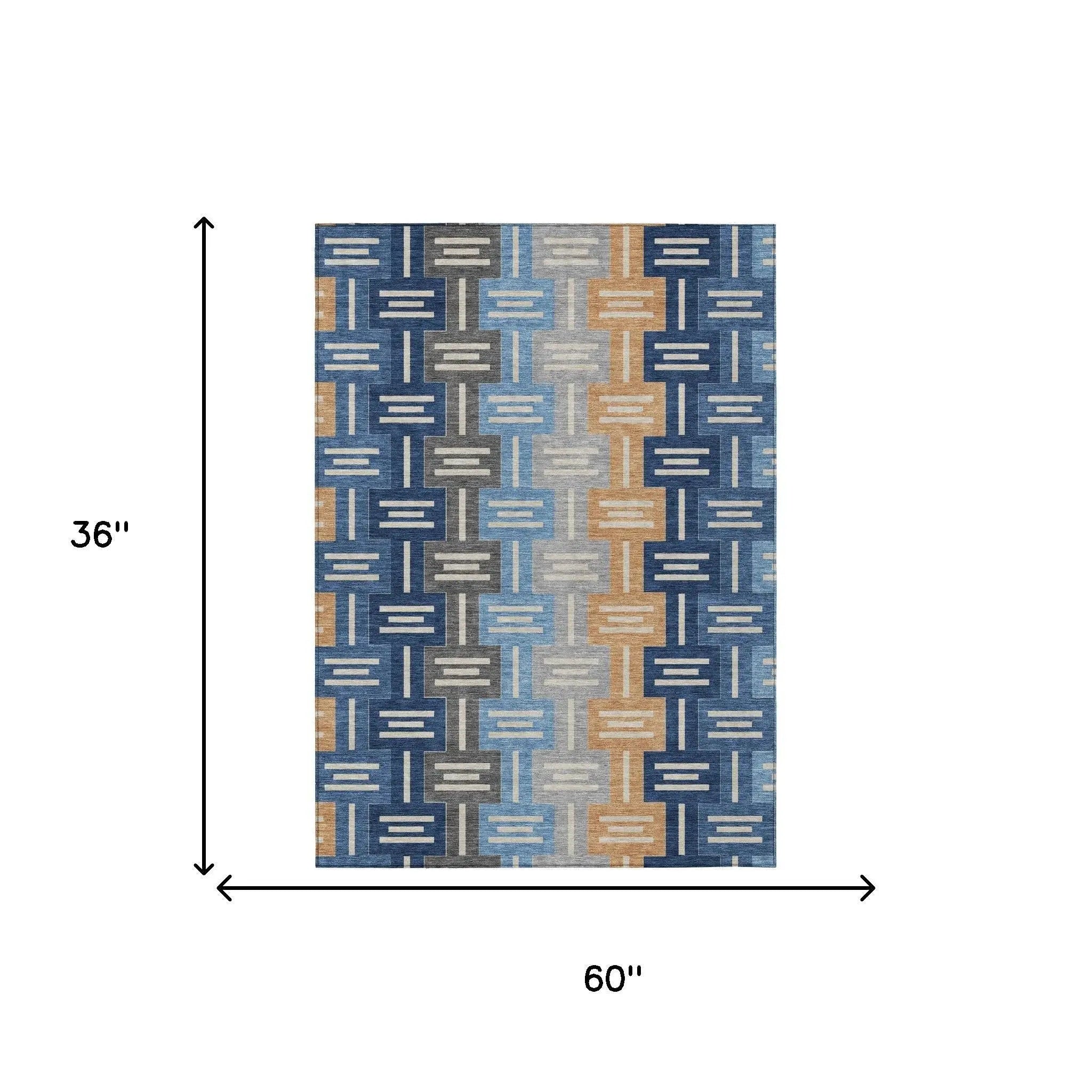 3' X 5' Navy Blue And Blue Geometric Washable Indoor Outdoor Area Rug Homeroots Outdoor