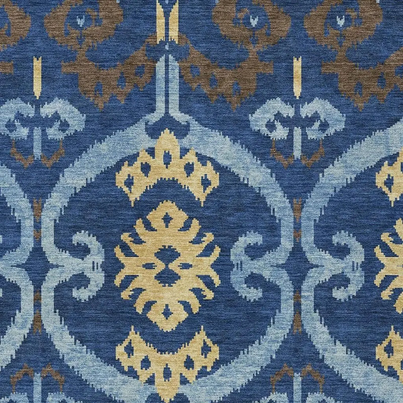 3' X 5' Navy Blue And Blue Ikat Washable Indoor Outdoor Area Rug Homeroots Outdoor
