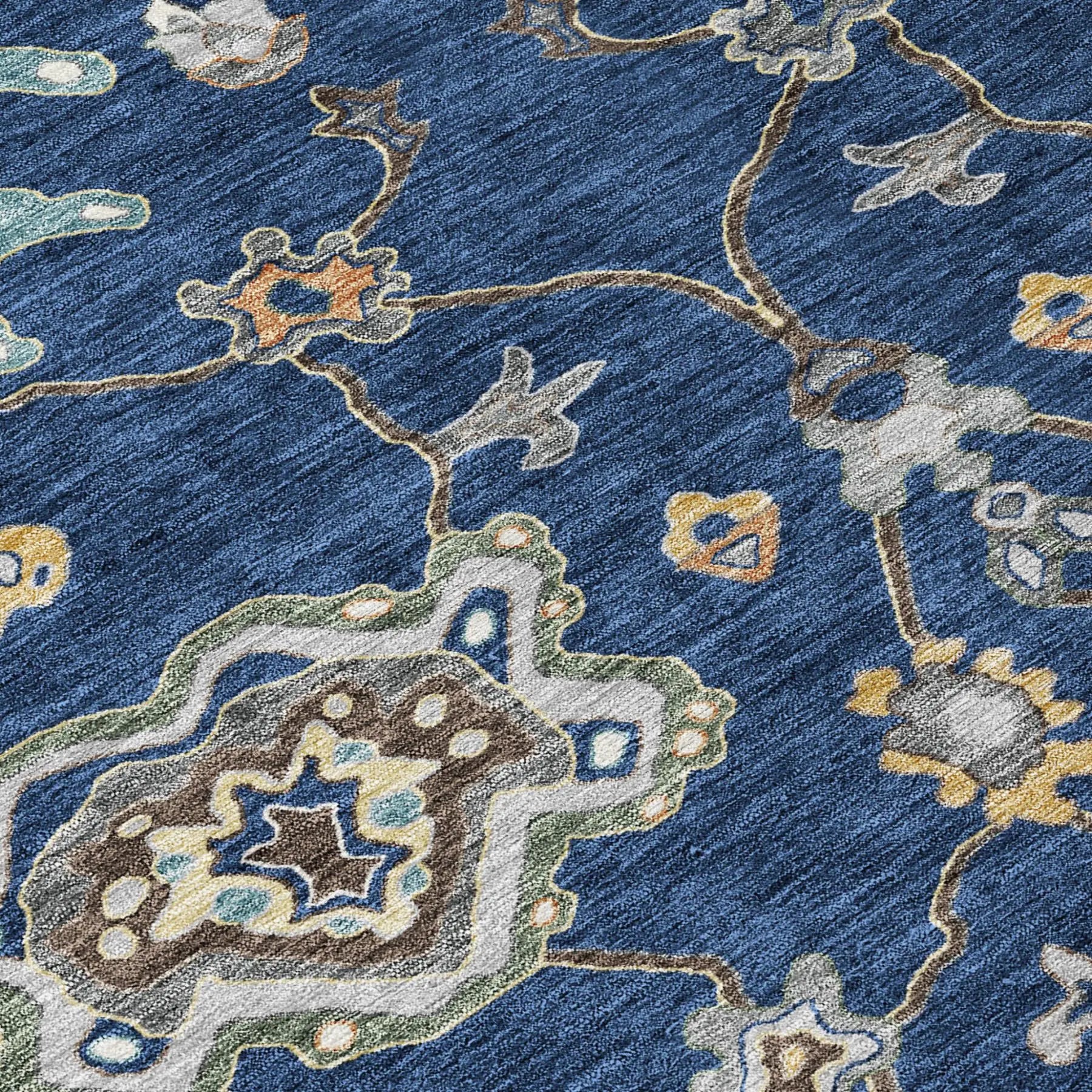 3' X 5' Navy Blue And Blue Oriental Washable Indoor Outdoor Area Rug Homeroots Outdoor