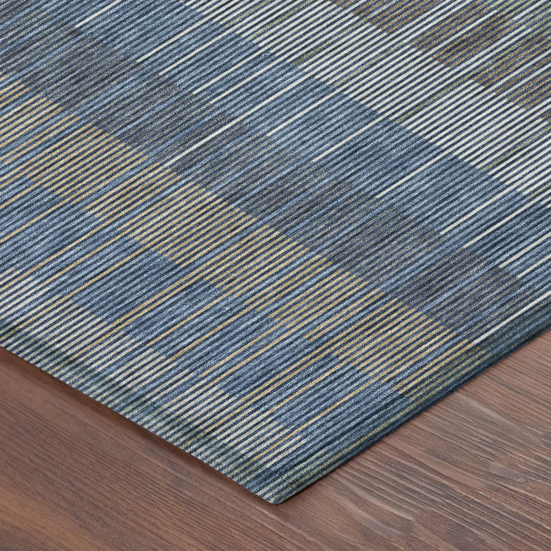 3' X 5' Navy Blue And Blue Striped Washable Indoor Outdoor Area Rug Homeroots Outdoor