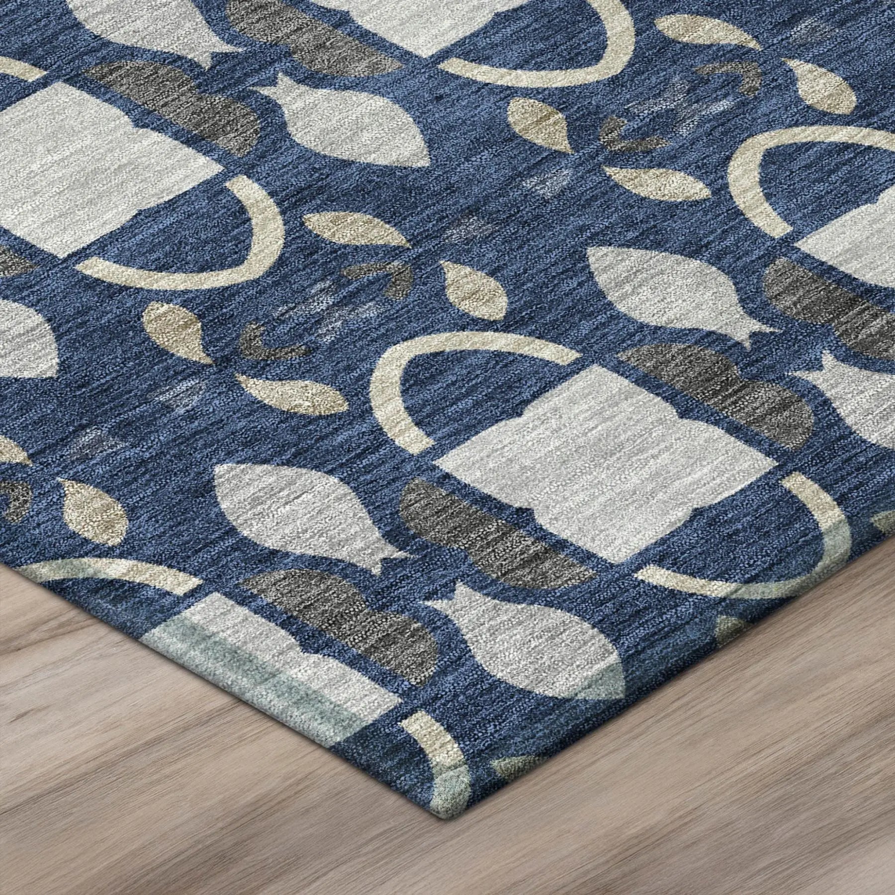 3' X 5' Navy Blue And Blue Striped Washable Indoor Outdoor Area Rug Homeroots Outdoor