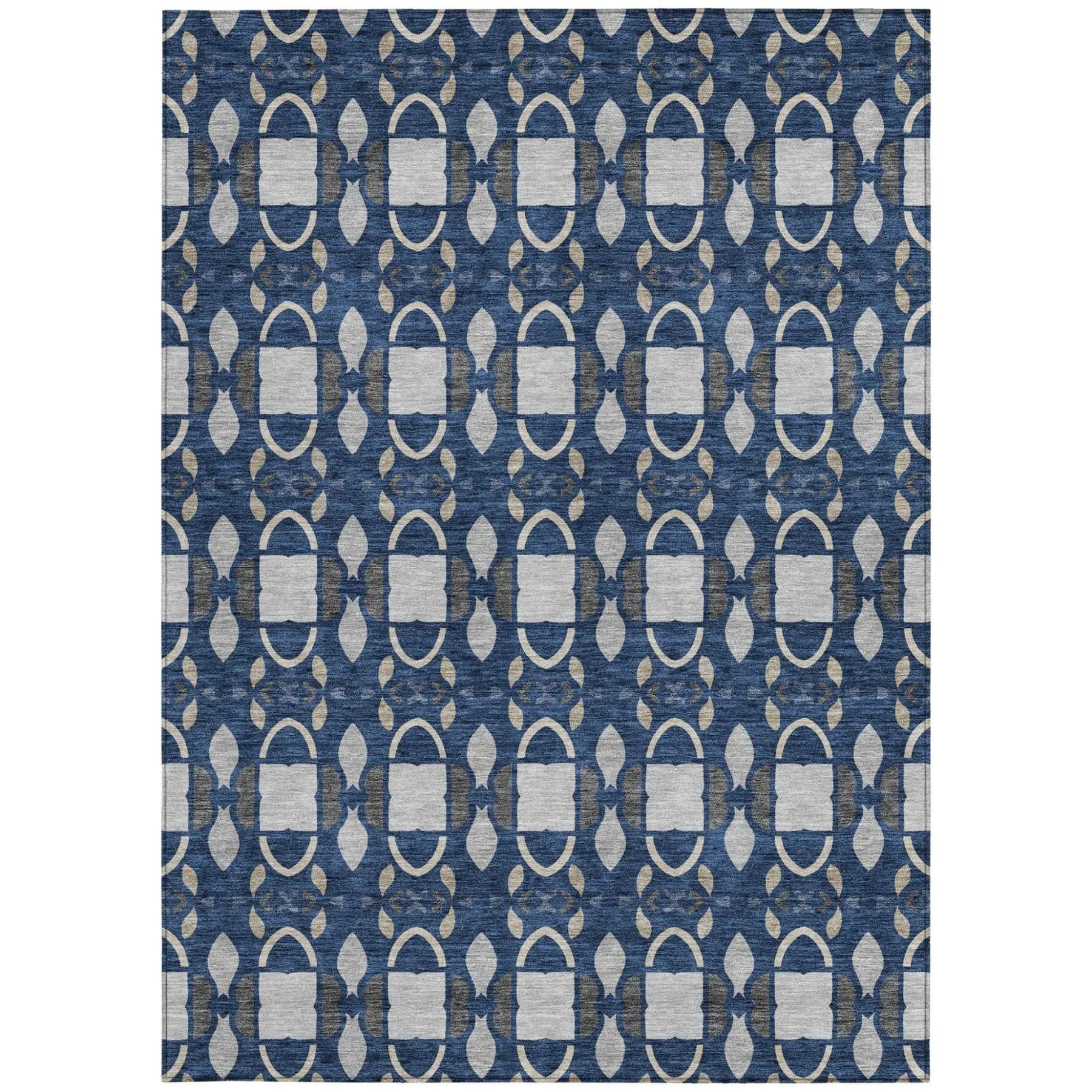 3' X 5' Navy Blue And Blue Striped Washable Indoor Outdoor Area Rug Homeroots Outdoor