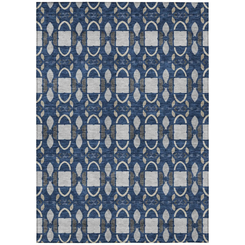 3' X 5' Navy Blue And Blue Striped Washable Indoor Outdoor Area Rug Homeroots Outdoor