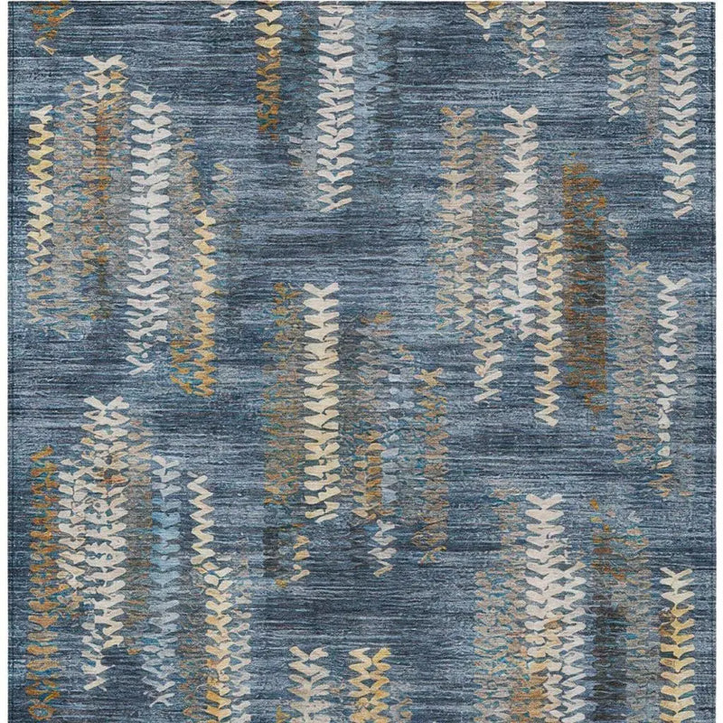 3' X 5' Navy Blue And Blue Striped Washable Indoor Outdoor Area Rug Homeroots Outdoor