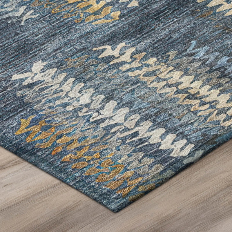 3' X 5' Navy Blue And Blue Striped Washable Indoor Outdoor Area Rug Homeroots Outdoor