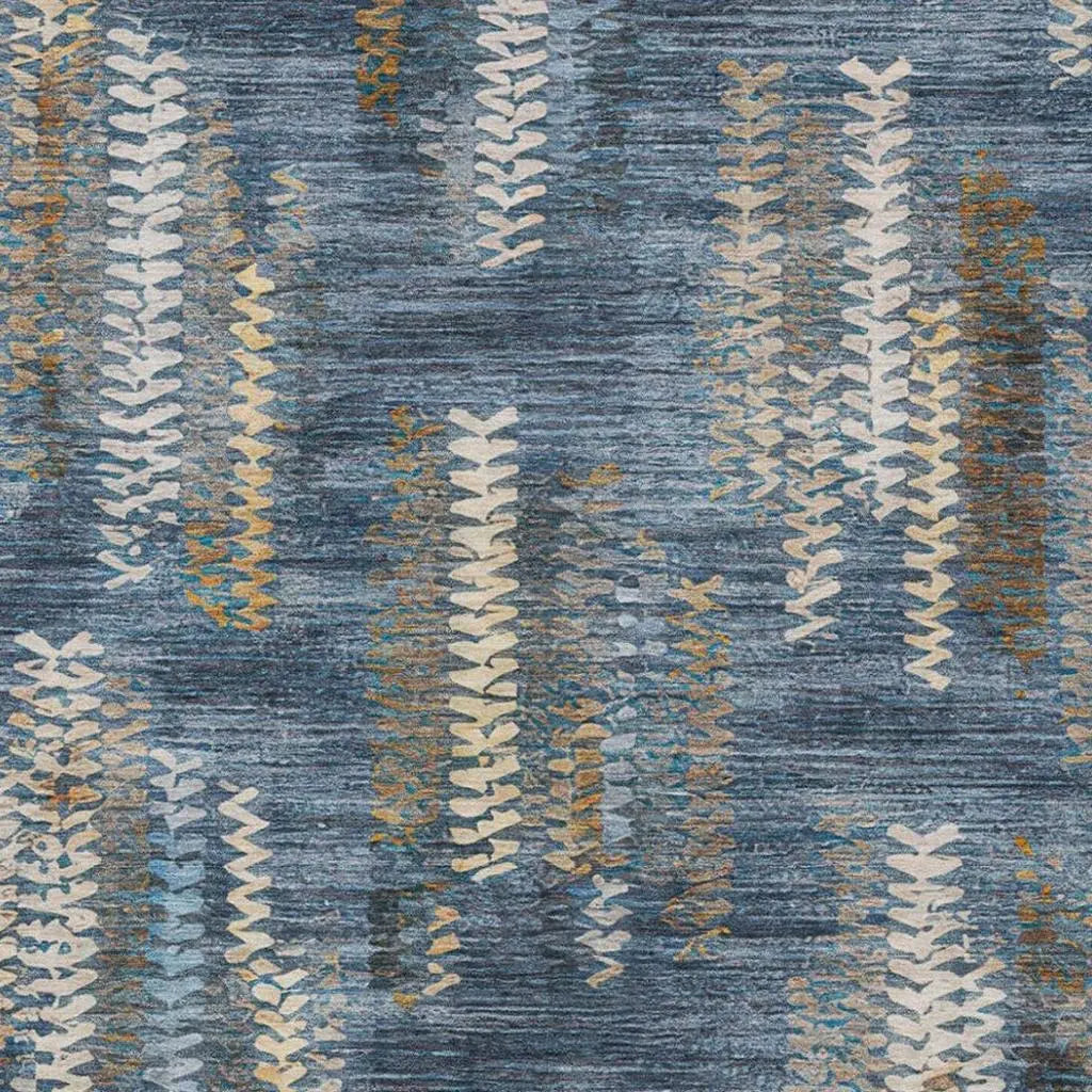 3' X 5' Navy Blue And Blue Striped Washable Indoor Outdoor Area Rug Homeroots Outdoor