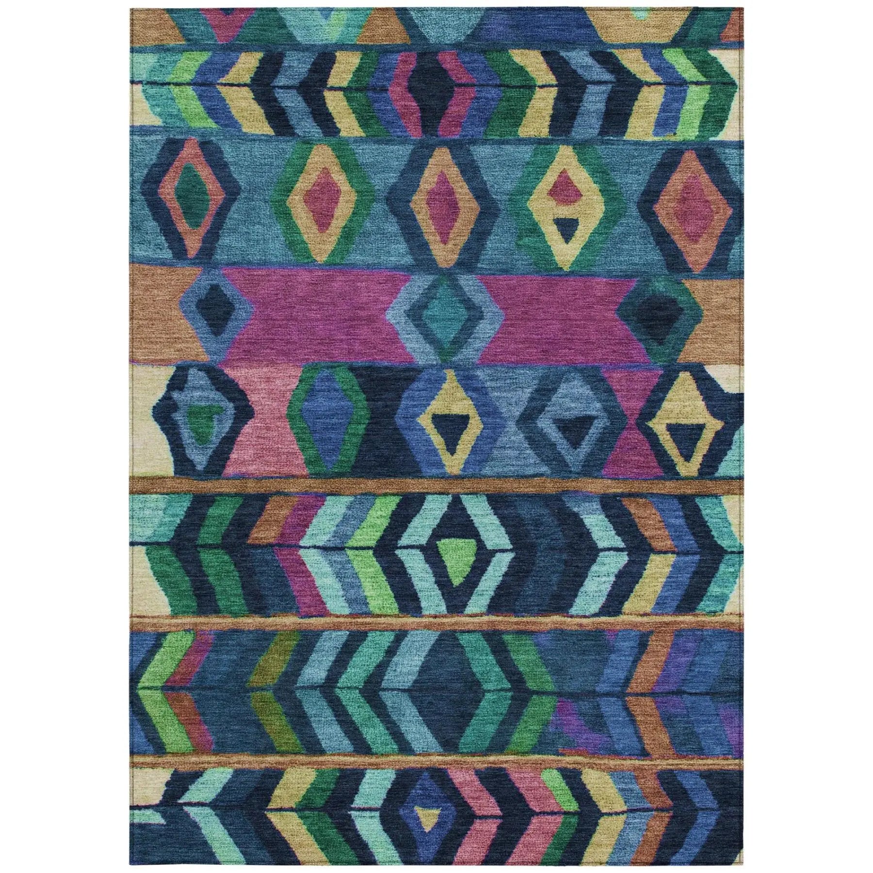 3' X 5' Navy Blue And Blue Tribal Washable Indoor Outdoor Area Rug Homeroots Outdoor