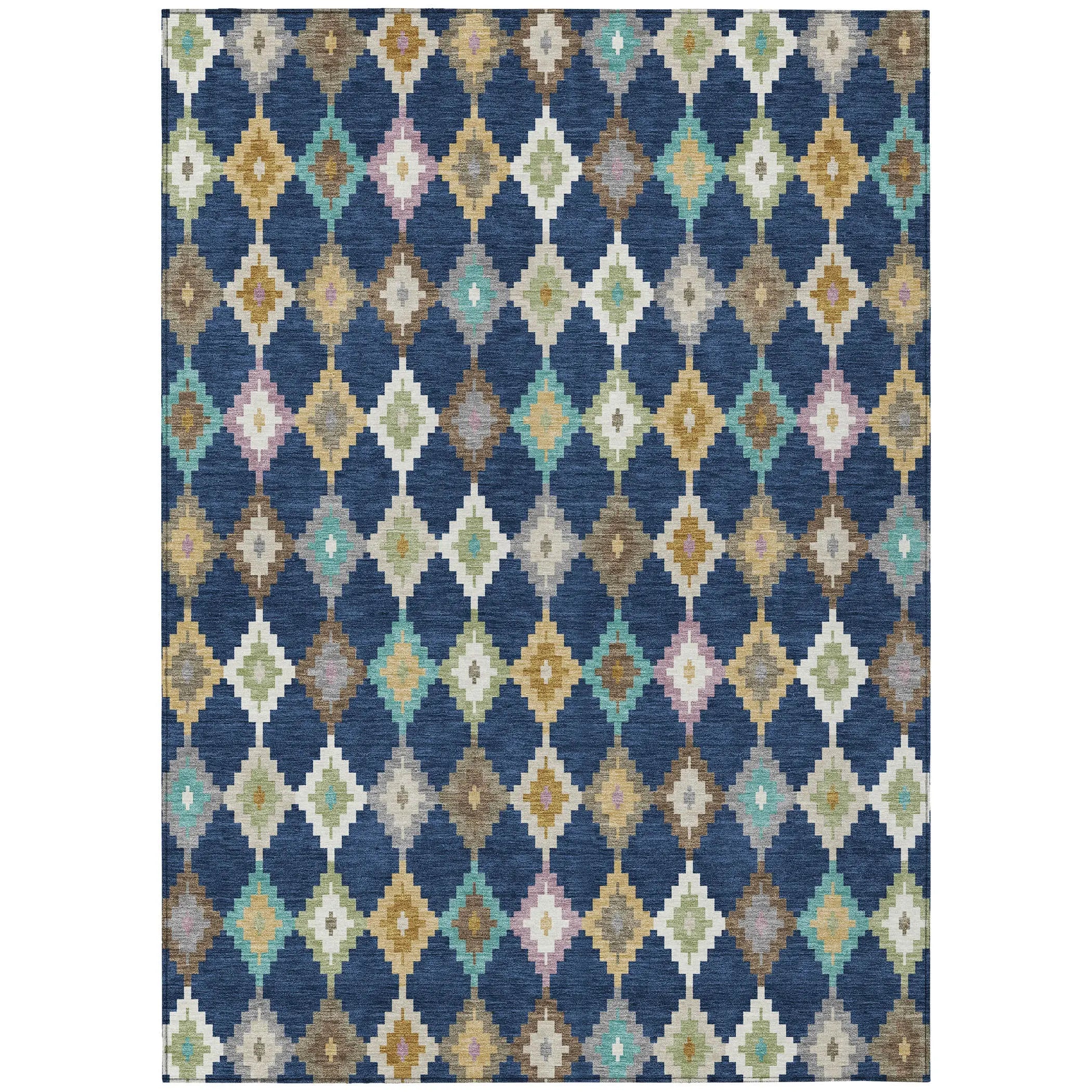 3' X 5' Navy Blue And Chocolate Aztec Washable Indoor Outdoor Area Rug Homeroots Outdoor