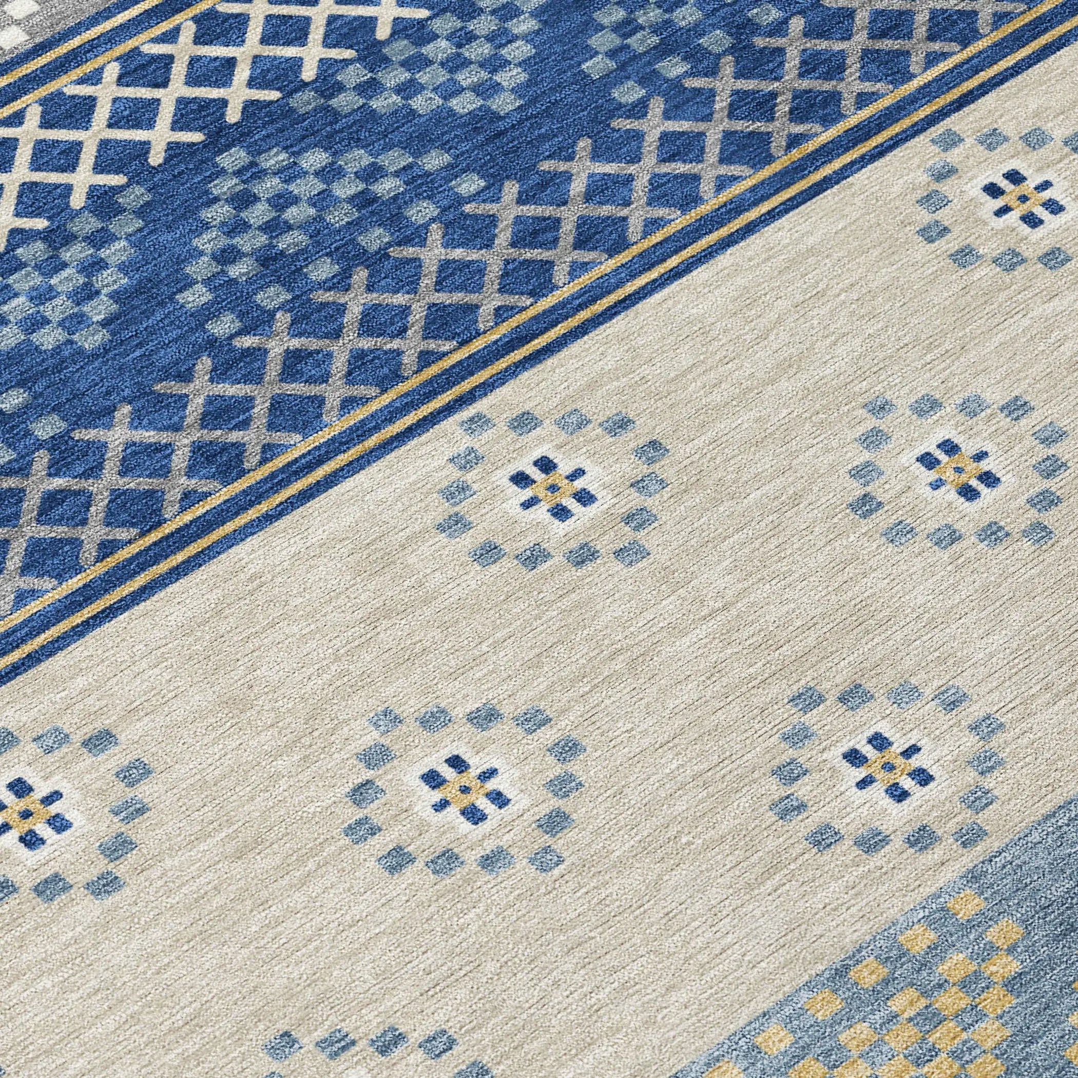 3' X 5' Navy Blue And Copper Striped Washable Indoor Outdoor Area Rug Homeroots Outdoor