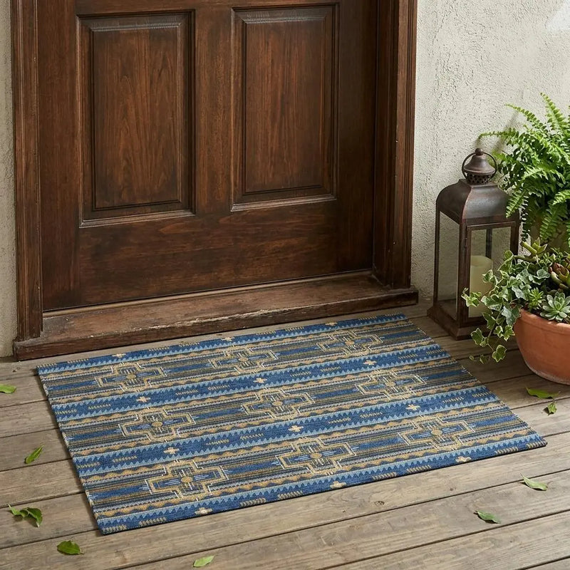 3' X 5' Navy Blue And Coral Tribal Washable Indoor Outdoor Area Rug Homeroots Outdoor