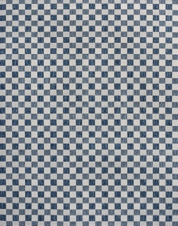 3' X 5' Navy Blue And Cream Geometric Indoor Outdoor Area Rug - GreatEagleInc
