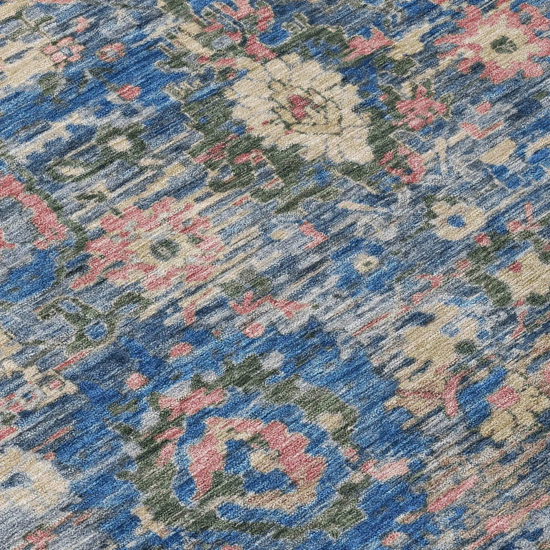 3' X 5' Navy Blue And Denim Blue Floral Washable Indoor Outdoor Area Rug Homeroots Outdoor