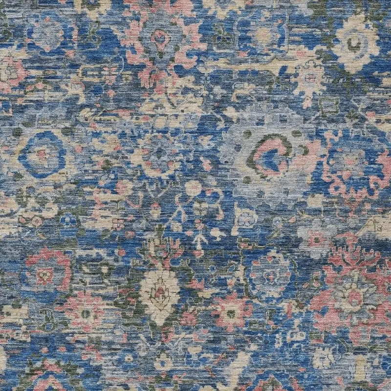 3' X 5' Navy Blue And Denim Blue Floral Washable Indoor Outdoor Area Rug Homeroots Outdoor