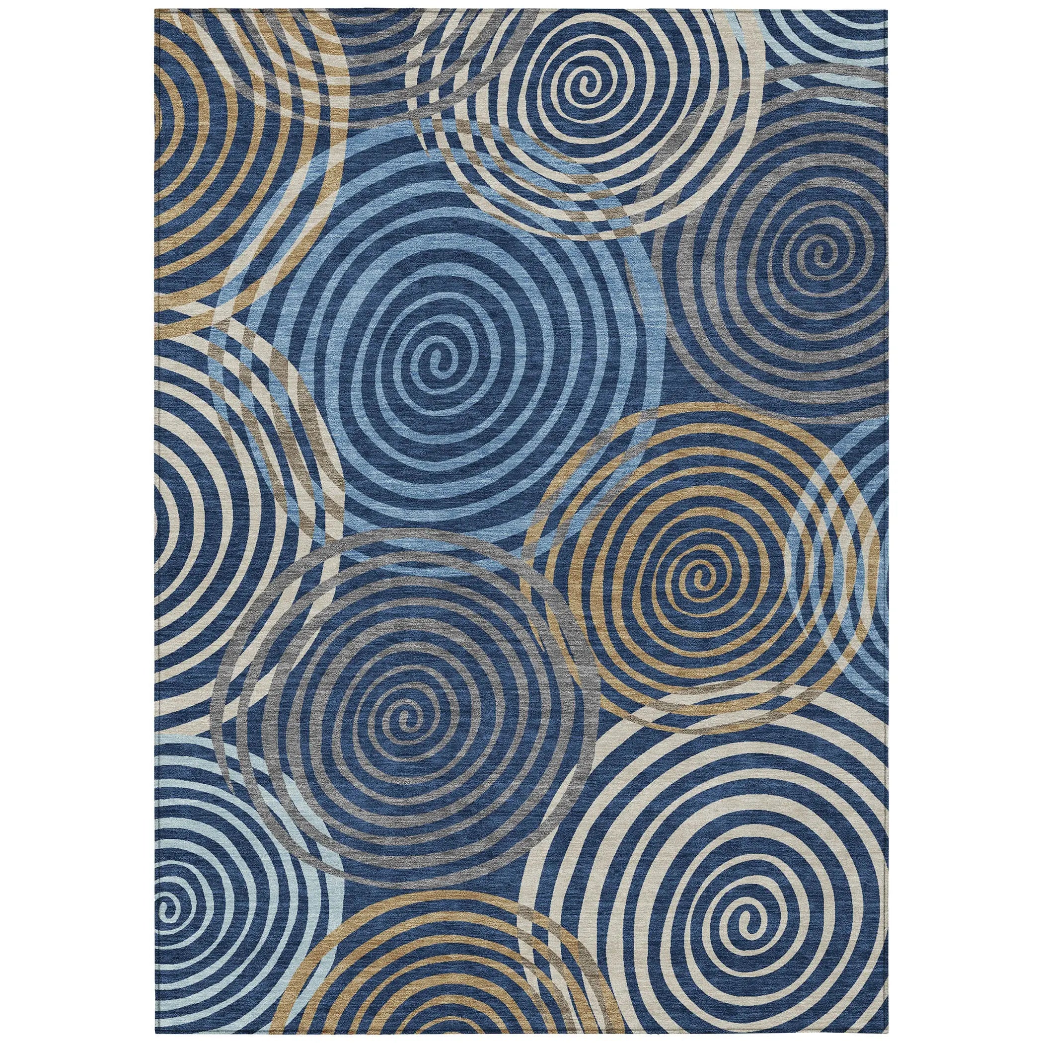 3' X 5' Navy Blue And Denim Blue Geometric Washable Indoor Outdoor Area Rug Homeroots Outdoor