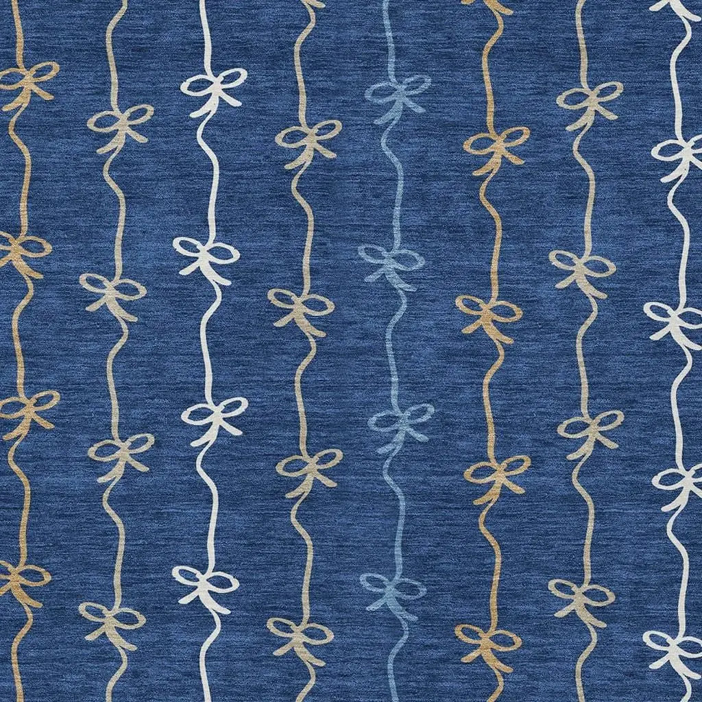 3' X 5' Navy Blue And Denim Blue Southwestern Washable Indoor Outdoor Area Rug Homeroots Outdoor