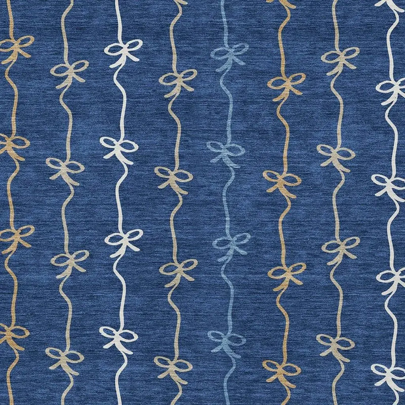 3' X 5' Navy Blue And Denim Blue Southwestern Washable Indoor Outdoor Area Rug Homeroots Outdoor