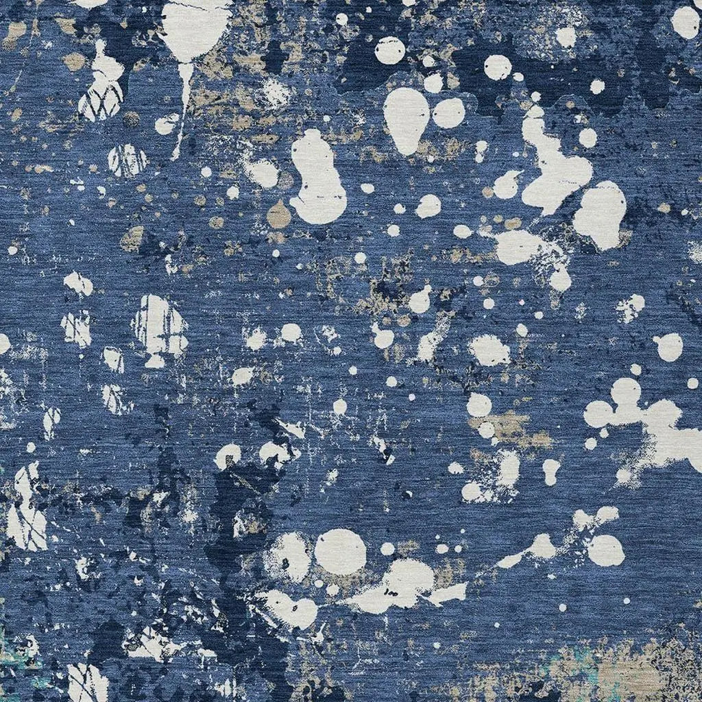 3' X 5' Navy Blue And Fern Green Abstract Washable Indoor Outdoor Area Rug Homeroots Outdoor