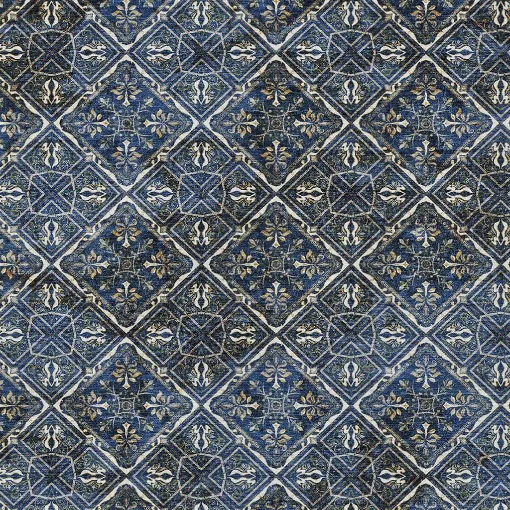 3' X 5' Navy Blue And Gray Geometric Washable Indoor Outdoor Area Rug Homeroots Outdoor
