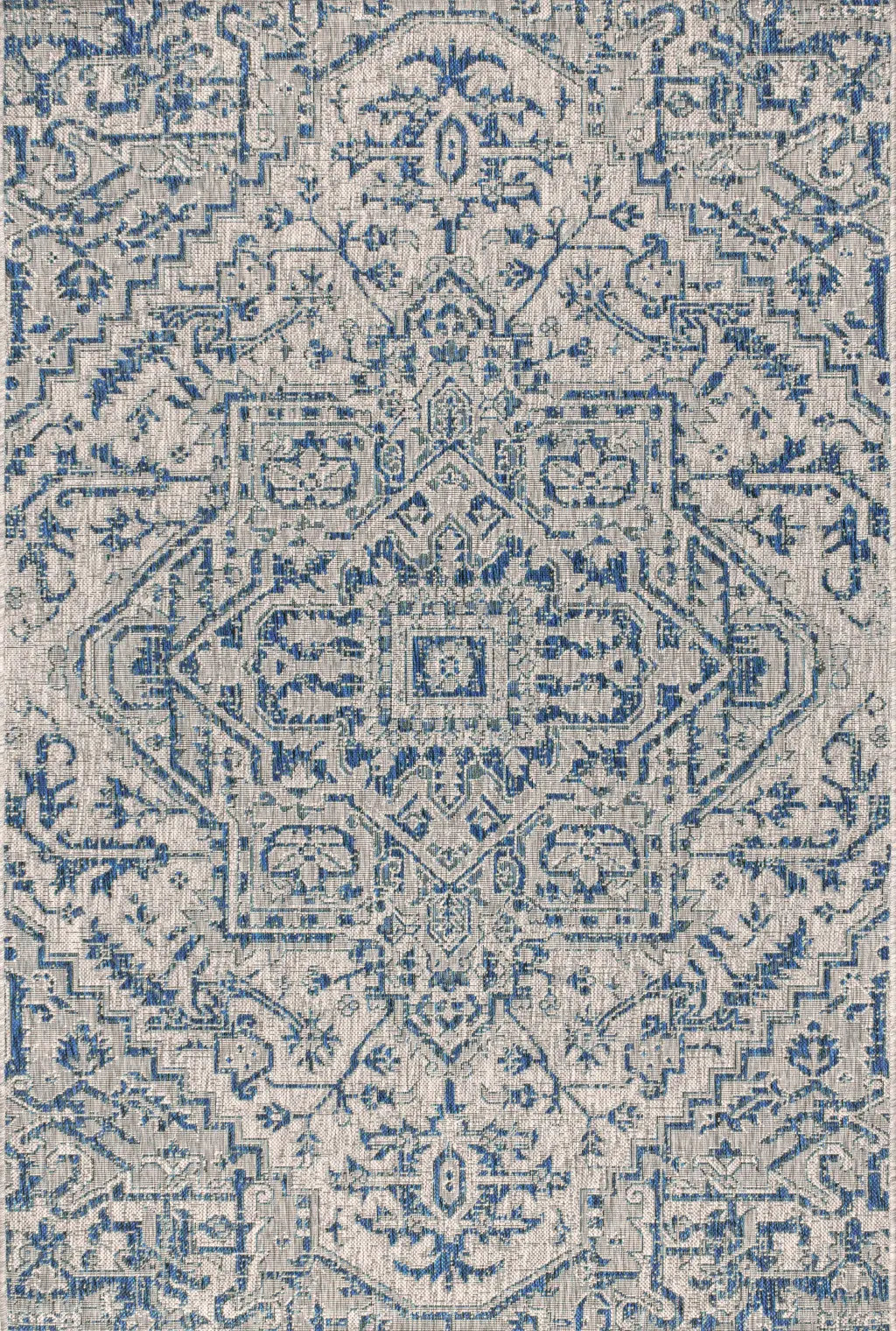 3' X 5' Navy Blue And Gray Medallion Indoor Outdoor Area Rug Homeroots Outdoor