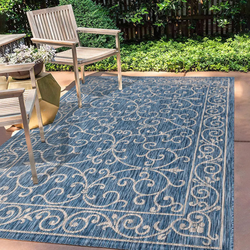 3' X 5' Navy Blue And Gray Medallion Indoor Outdoor Area Rug Homeroots Outdoor