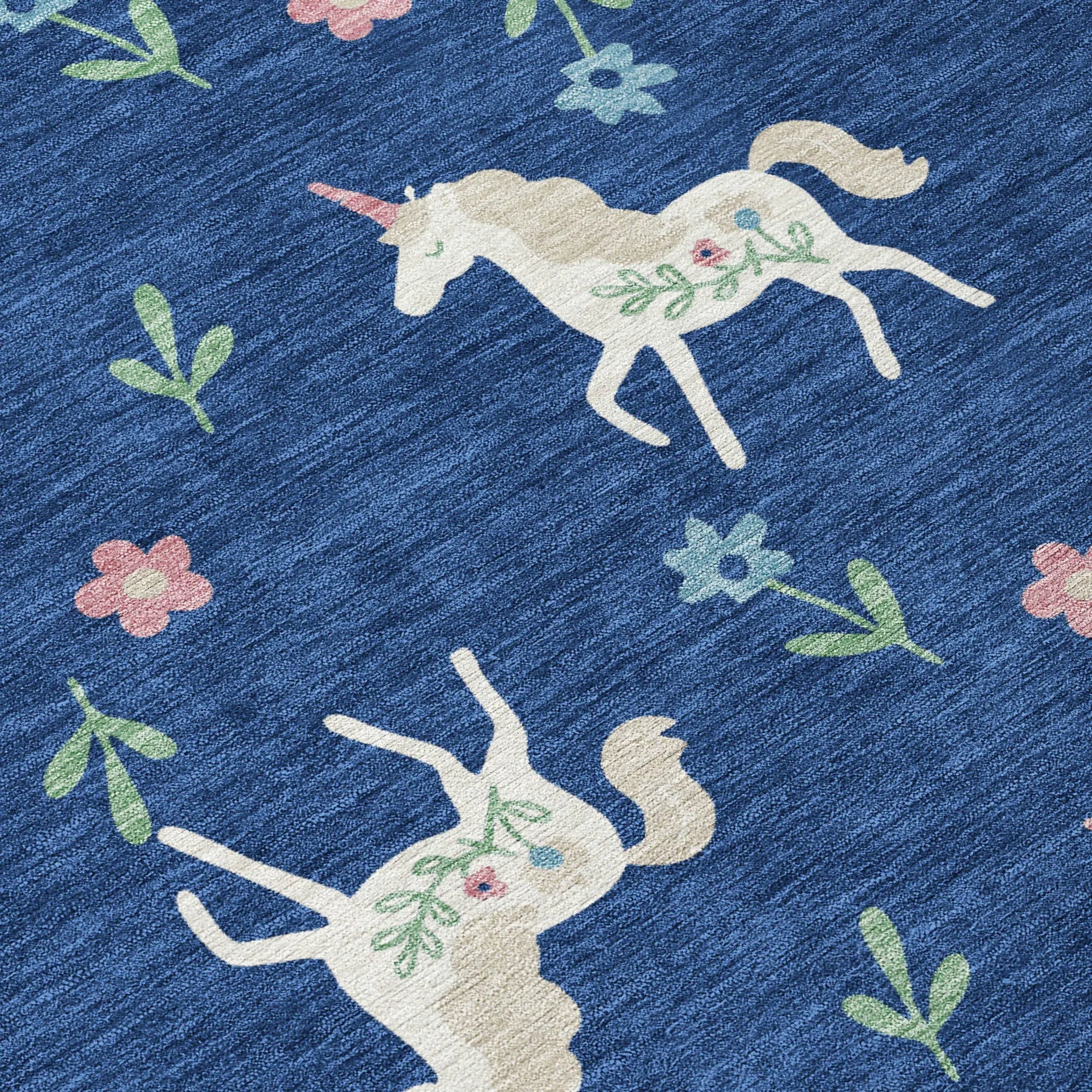 3' X 5' Navy Blue And Green Floral Washable Indoor Outdoor Area Rug Homeroots Outdoor